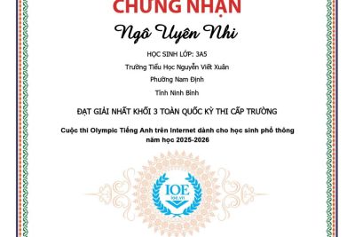 VINH DANH HỌC SINH XUẤT SẮC KỲ THI IOE CẤP TRƯỜNG – NĂM HỌC 2025–2026