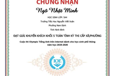 VINH DANH HỌC SINH TIÊU BIỂU TRONG CUỘC THI IOE CẤP PHƯỜNG
