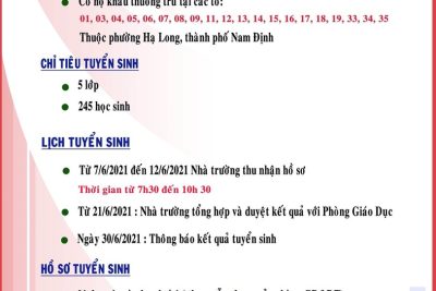 Trường TH Nguyễn Viết Xuân thông báo tuyển sinh lớp 1 năm học 2021-2022