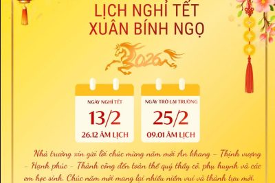 📢 THÔNG BÁO LỊCH NGHỈ TẾT NGUYÊN ĐÁN XUÂN BÍNH NGỌ NĂM 2026 – Trường Tiểu học Nguyễn Viết Xuân